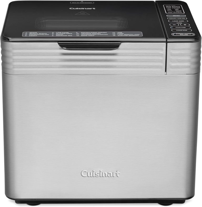Cuisinart Machine à pain à convection en acier inoxydable avec 16 options de menu, 3 tailles de pain jusqu'à 2 livres, 3 couleurs de croûte, tasse à mesurer, cuillère et