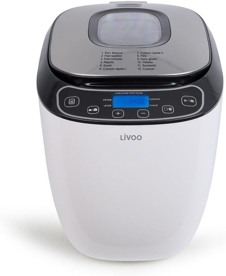 LIVOO DOP218 Machine à Pain Fait Maison | 12 Programmes, 3 degrés de Cuisson de la croûte
